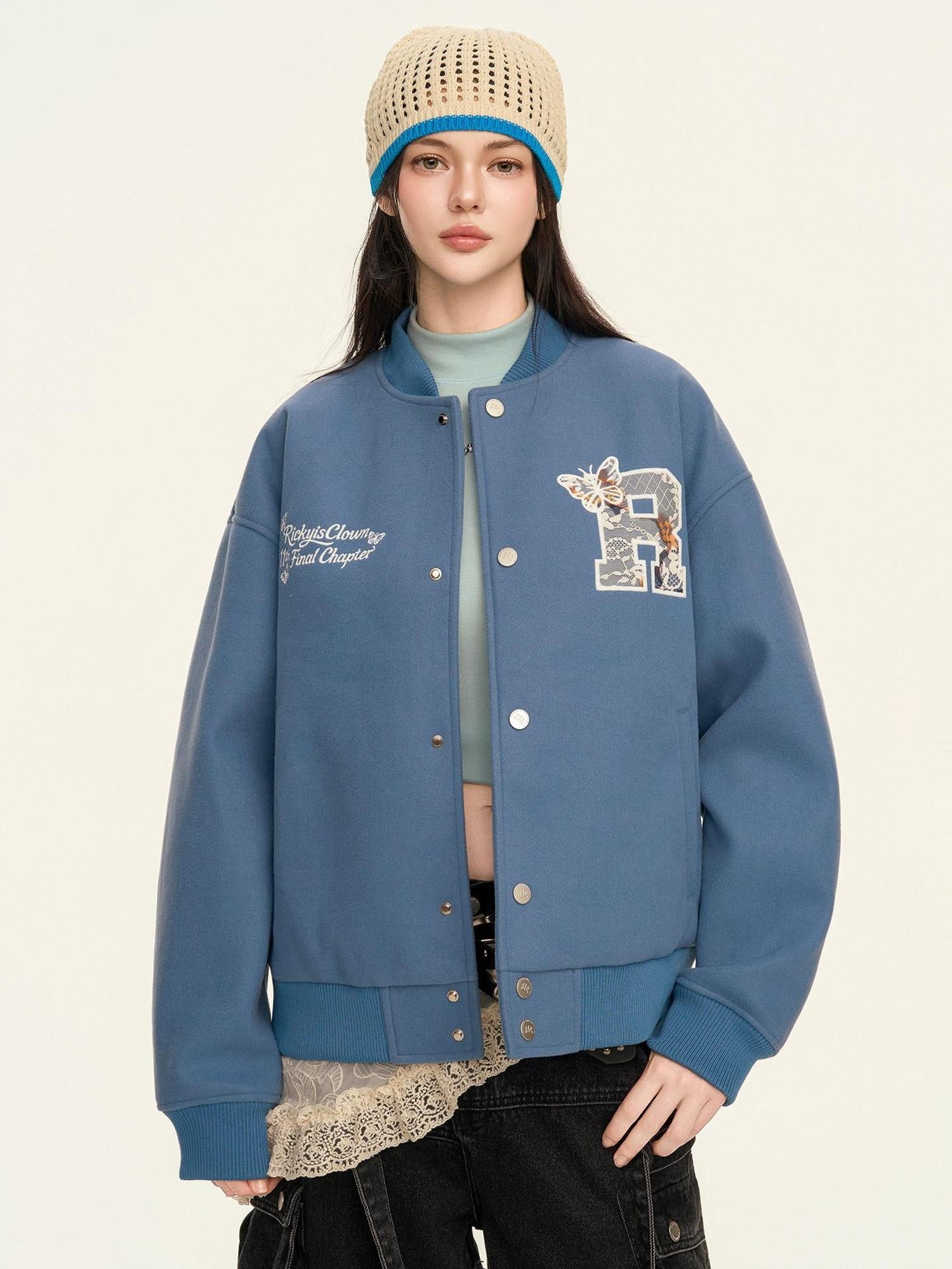 RickyisClown Lace Applique Embroidery Men's Lace Patch Jacket Style Baseball Jerseys