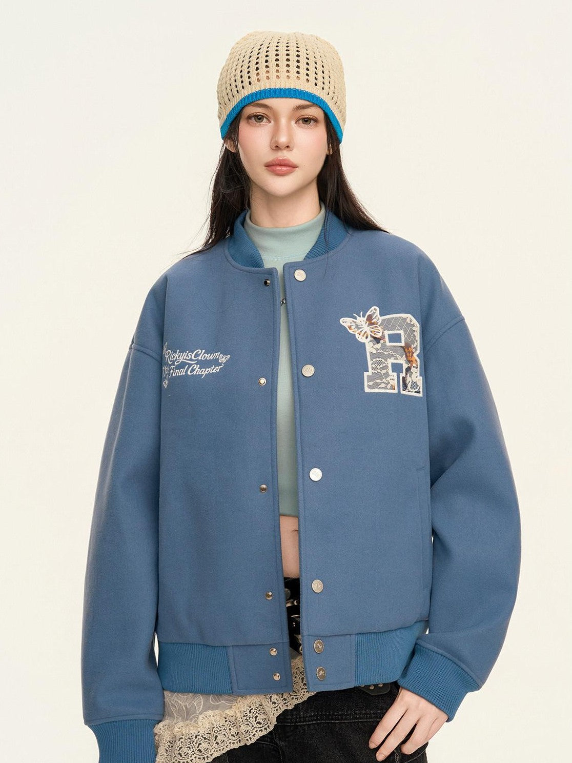 RickyisClown Lace Applique Embroidery Men's Lace Patch Jacket Style Baseball Jerseys