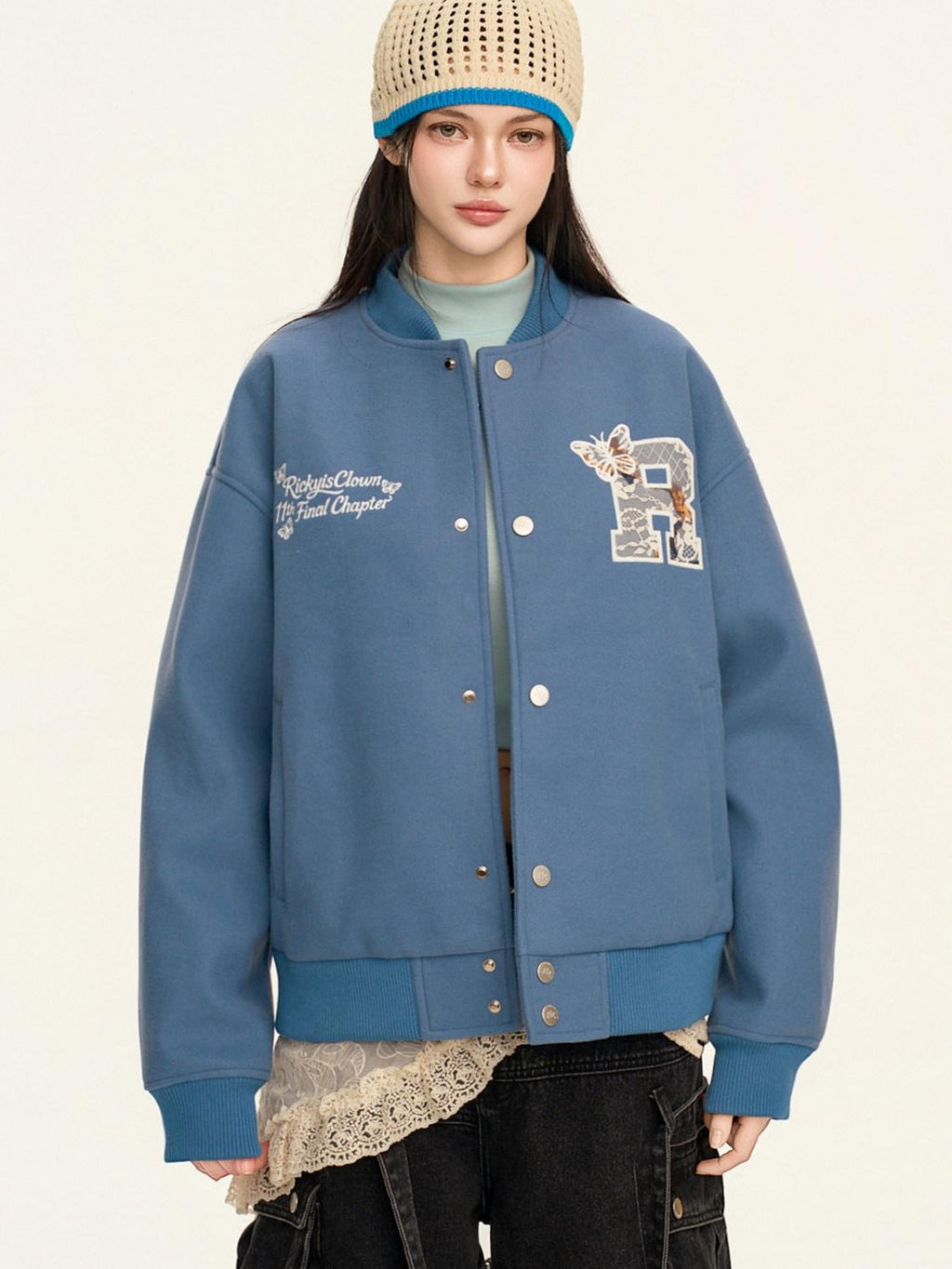 RickyisClown Lace Applique Embroidery Men's Lace Patch Jacket Style Baseball Jerseys