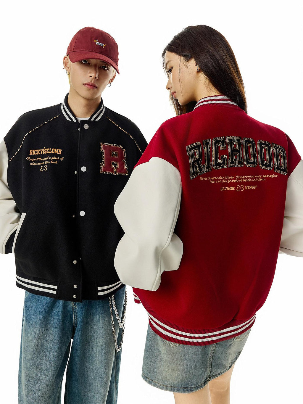 RickyisClown Leopard Print Applique Embroidered Leather Panel Men's Polyester Baseball Jerseys