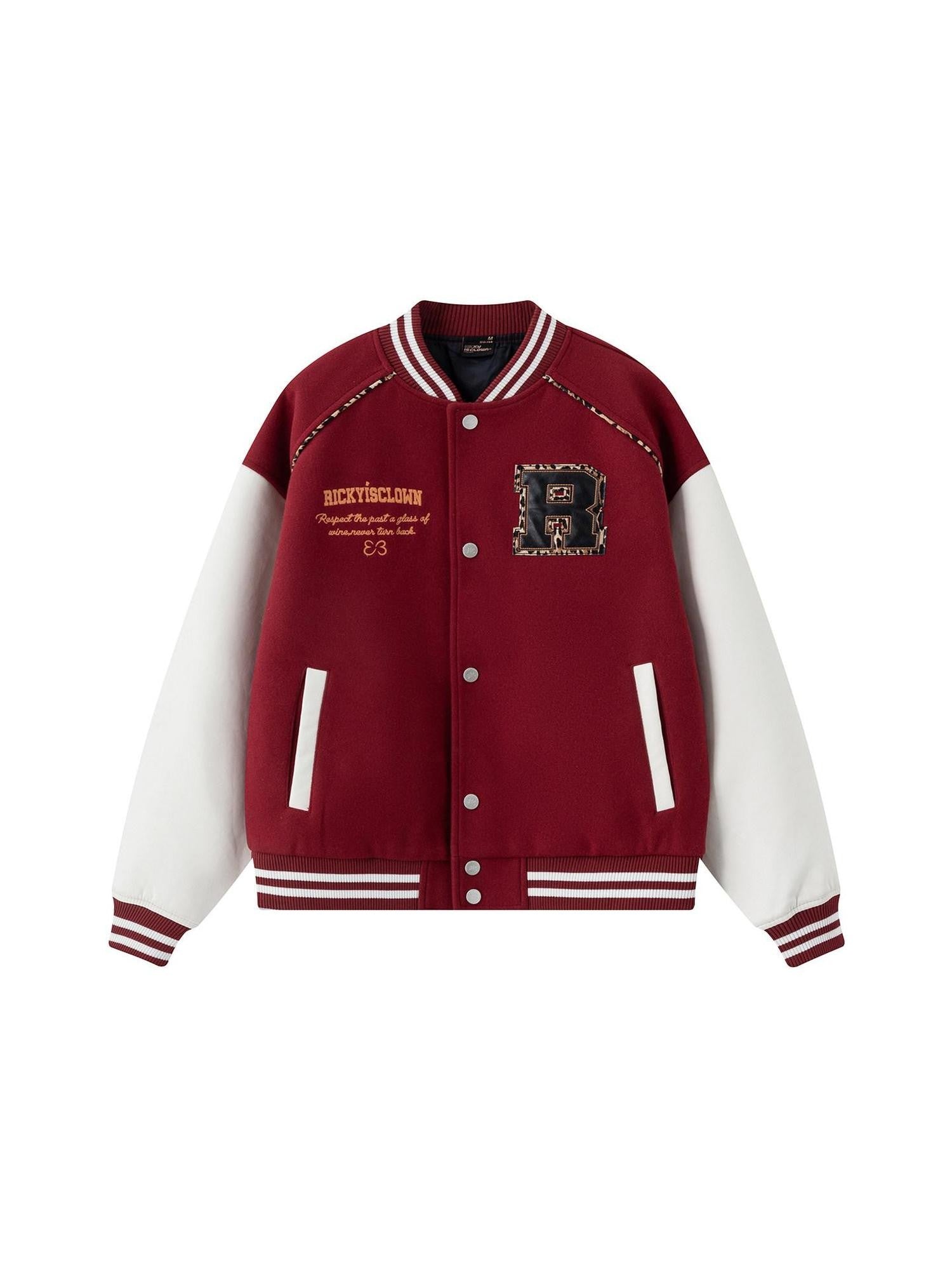 RickyisClown Leopard Print Applique Embroidered Leather Panel Men's Polyester Baseball Jerseys