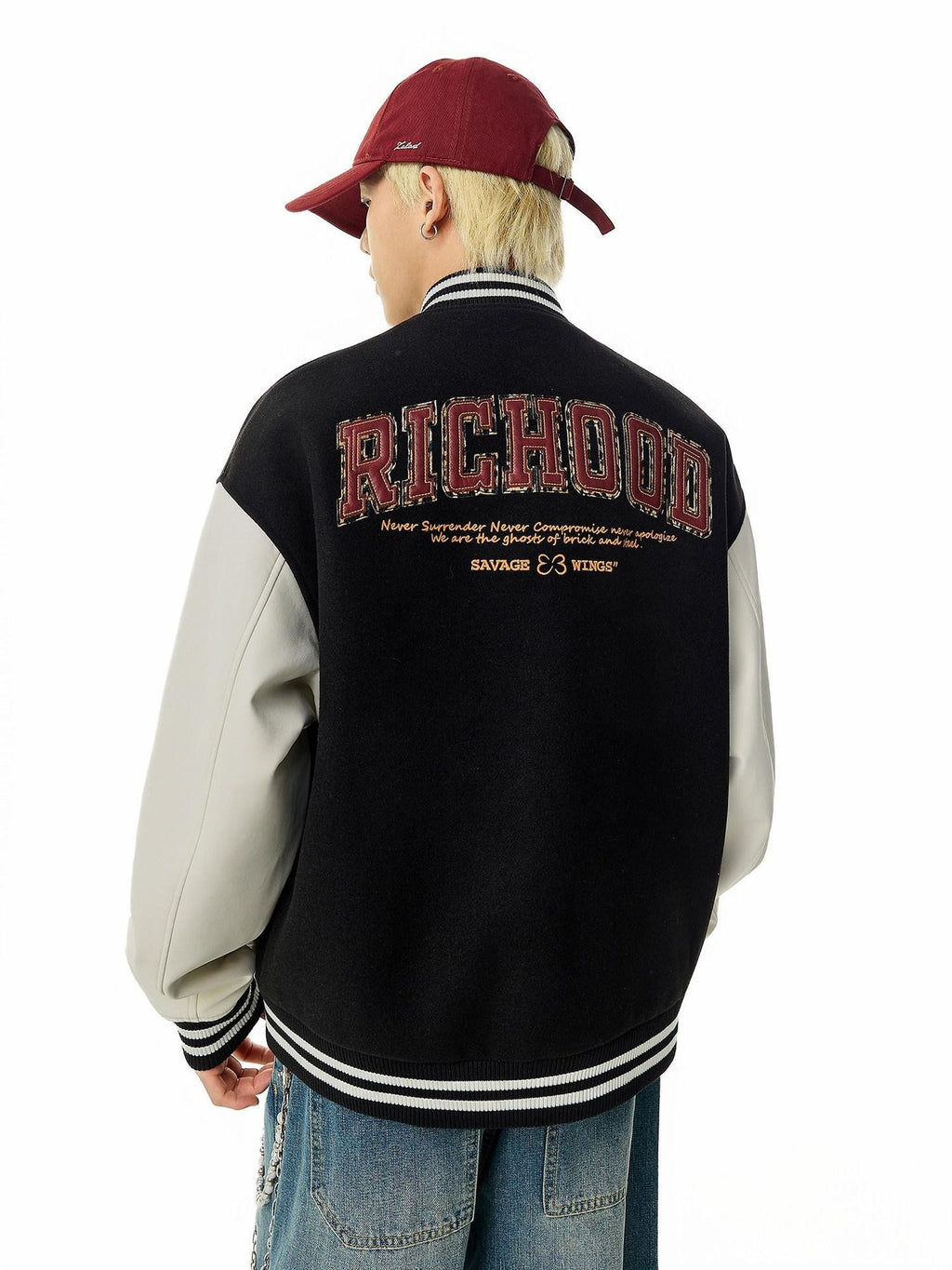 RickyisClown Leopard Print Applique Embroidered Leather Panel Men's Polyester Baseball Jerseys