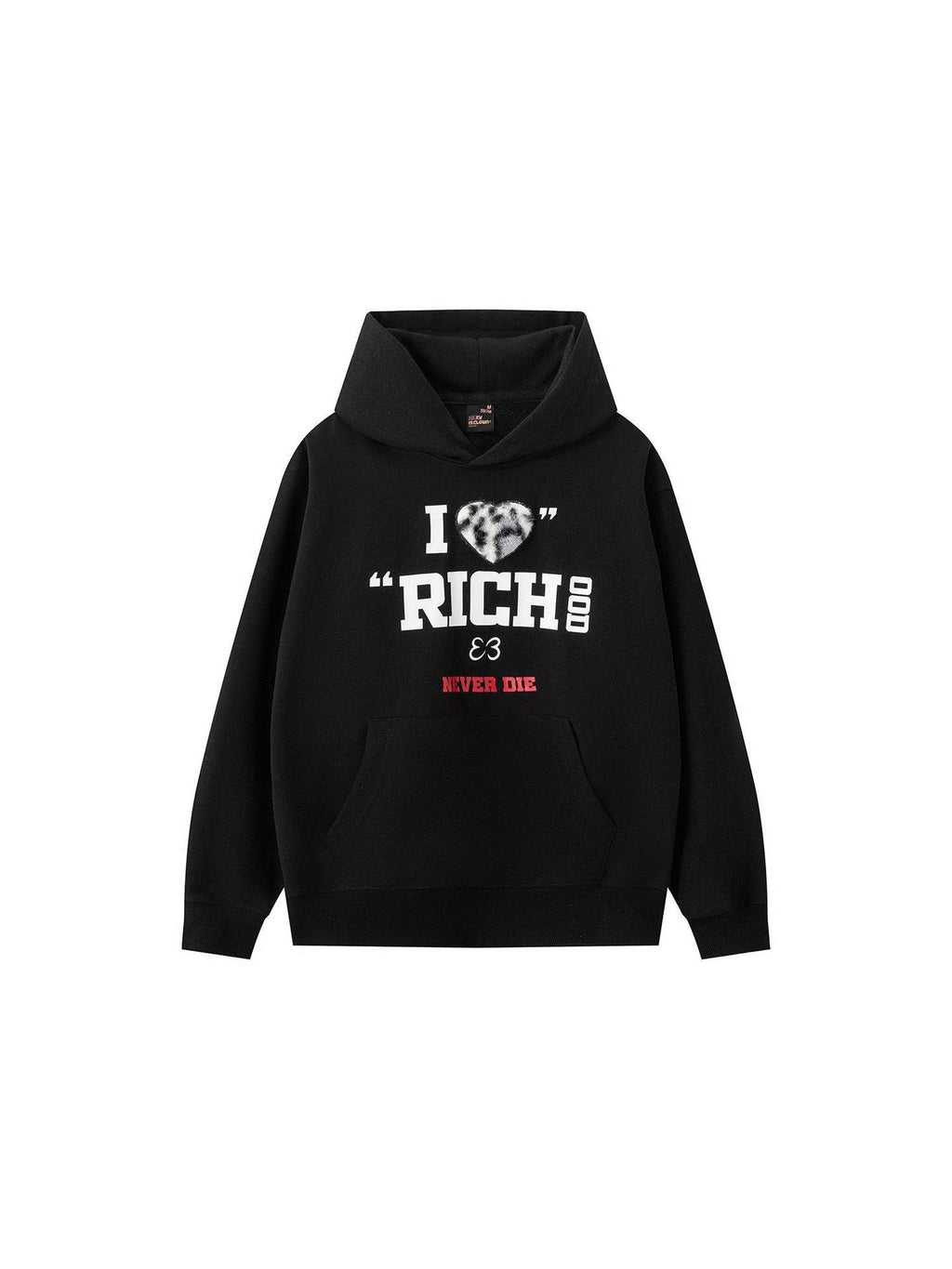RickyisClown Leopard Print Heart Applique Embroidered Men's Pullover Hoodies