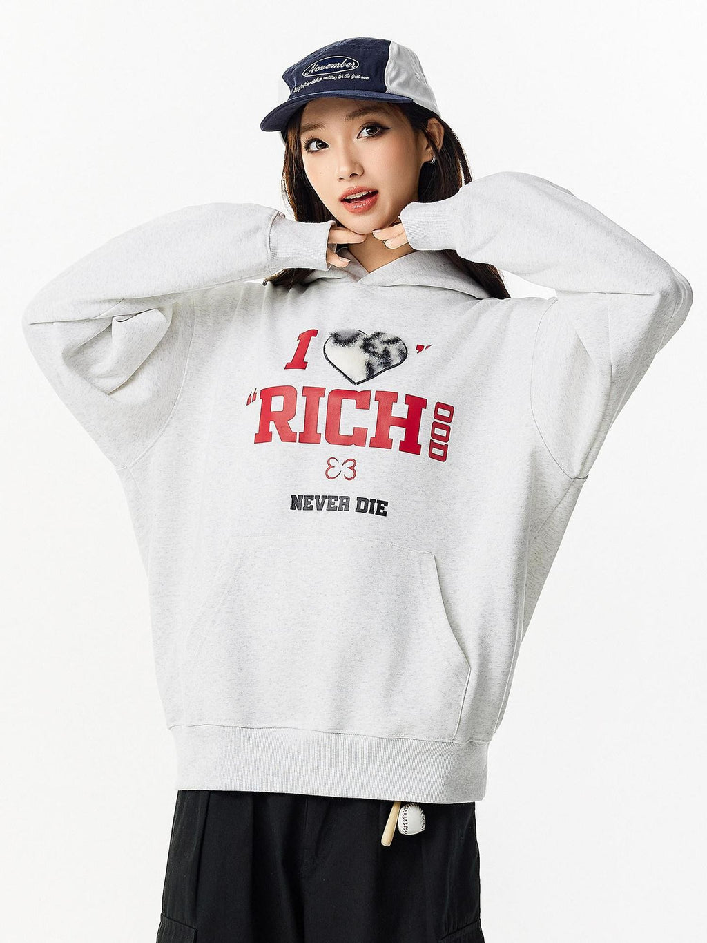RickyisClown Leopard Print Heart Applique Embroidered Men's Pullover Hoodies