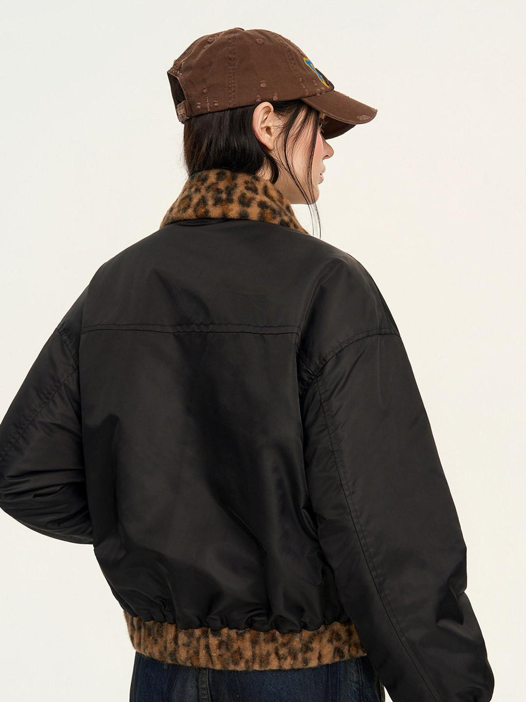 RickyisClown Leopard Print Ma1 Oversized Bomber Men's Cotton Padded Puffer Jackets