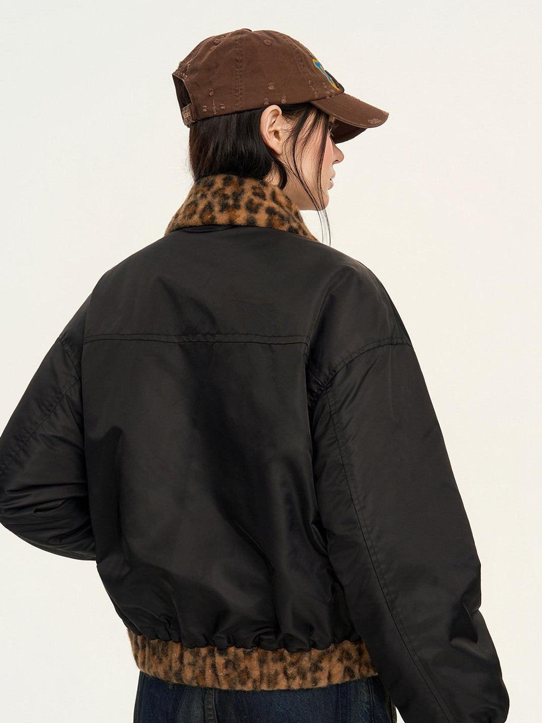 RickyisClown Leopard Print Ma1 Oversized Bomber Men's Cotton Padded Puffer Jackets