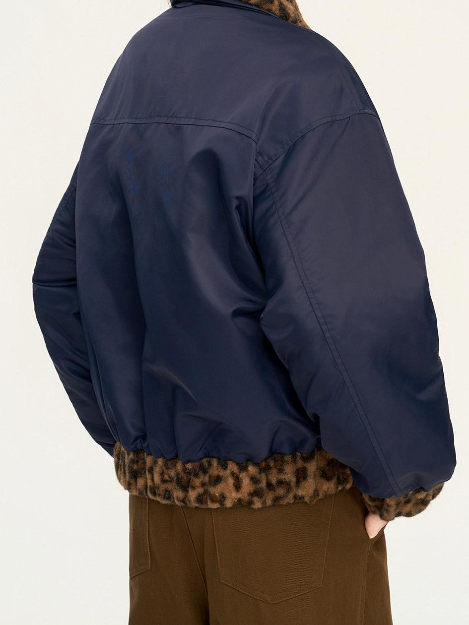 RickyisClown Leopard Print Ma1 Oversized Bomber Men's Cotton Padded Puffer Jackets