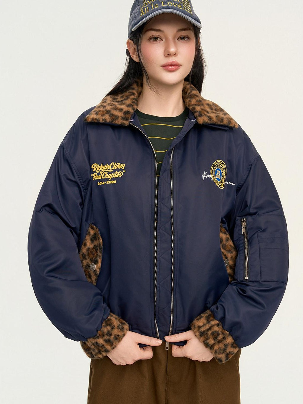 RickyisClown Leopard Print Ma1 Oversized Bomber Men's Cotton Padded Puffer Jackets