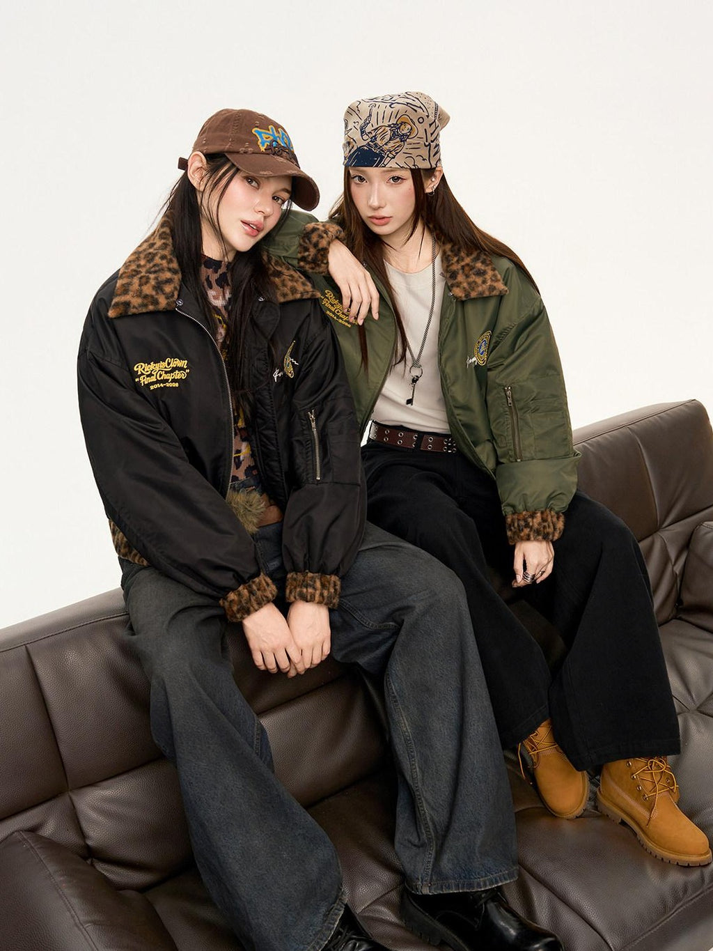RickyisClown Leopard Print Ma1 Oversized Bomber Men's Cotton Padded Puffer Jackets