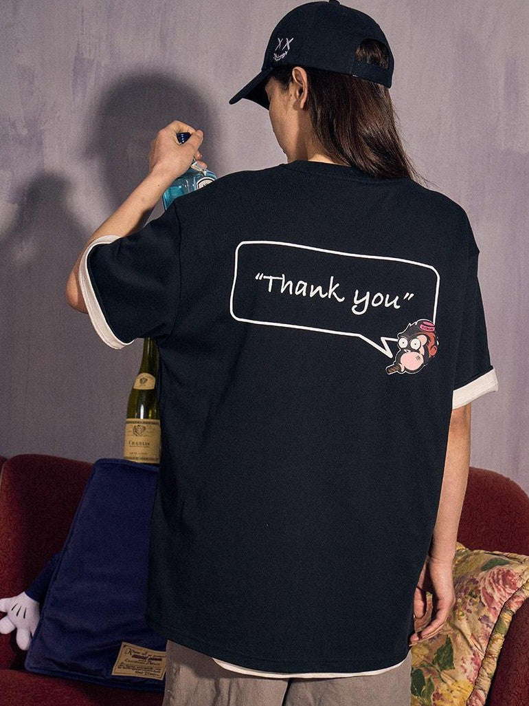 RickyisClown Letter Print Crew Neck Loose Fit Men's 100 Percent Cotton Short Sleeve T-shirts