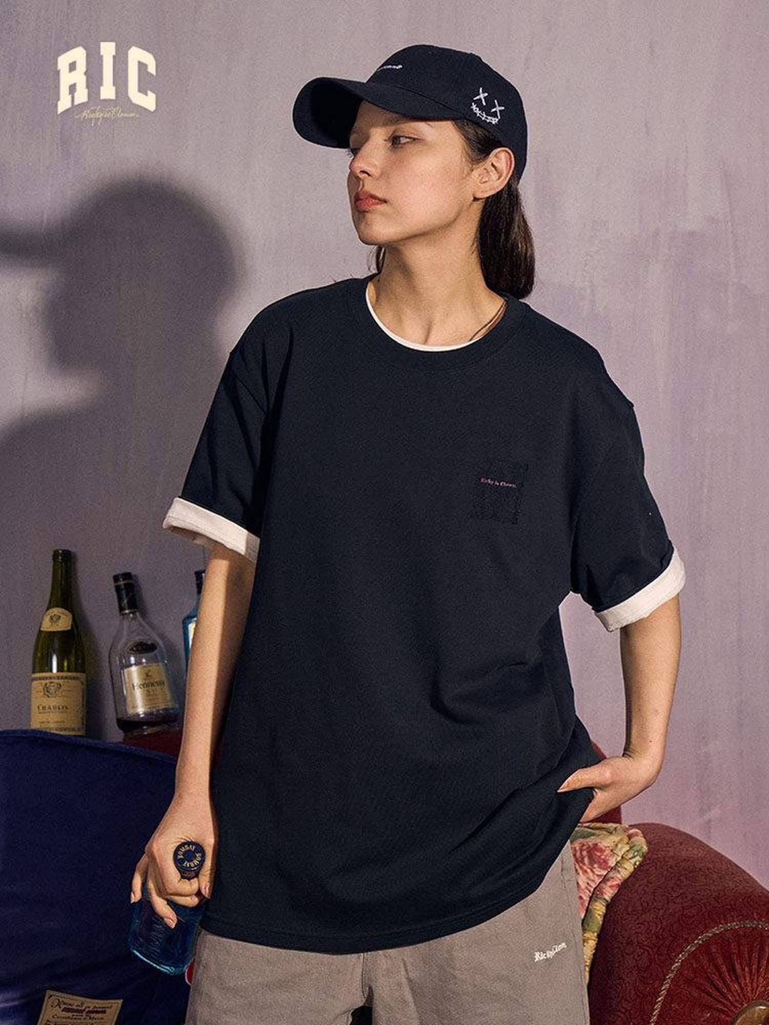 RickyisClown Letter Print Crew Neck Loose Fit Men's 100 Percent Cotton Short Sleeve T-shirts
