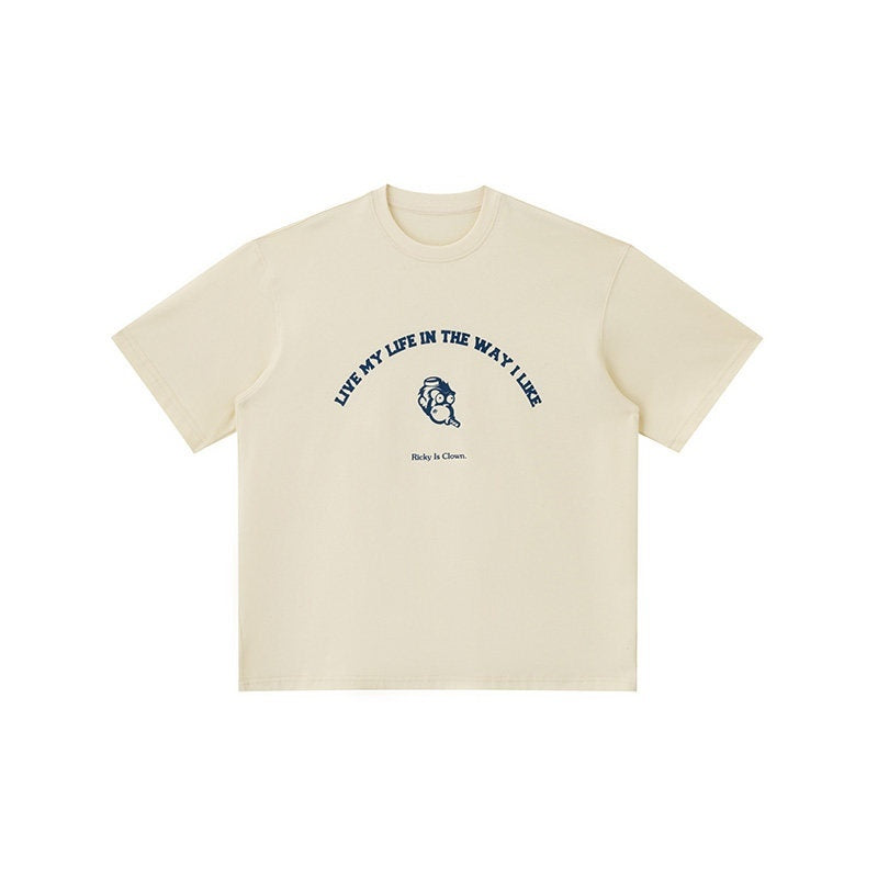RickyisClown_Loose_Fit_Round_Neck_Slogan_Print_Men's_Pure_Cotton_Short_Sleeve_T-shirts_MISSTT