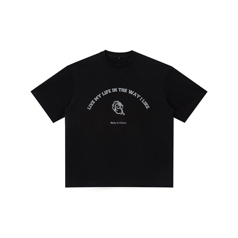 RickyisClown_Loose_Fit_Round_Neck_Slogan_Print_Men's_Pure_Cotton_Short_Sleeve_T-shirts_MISSTT