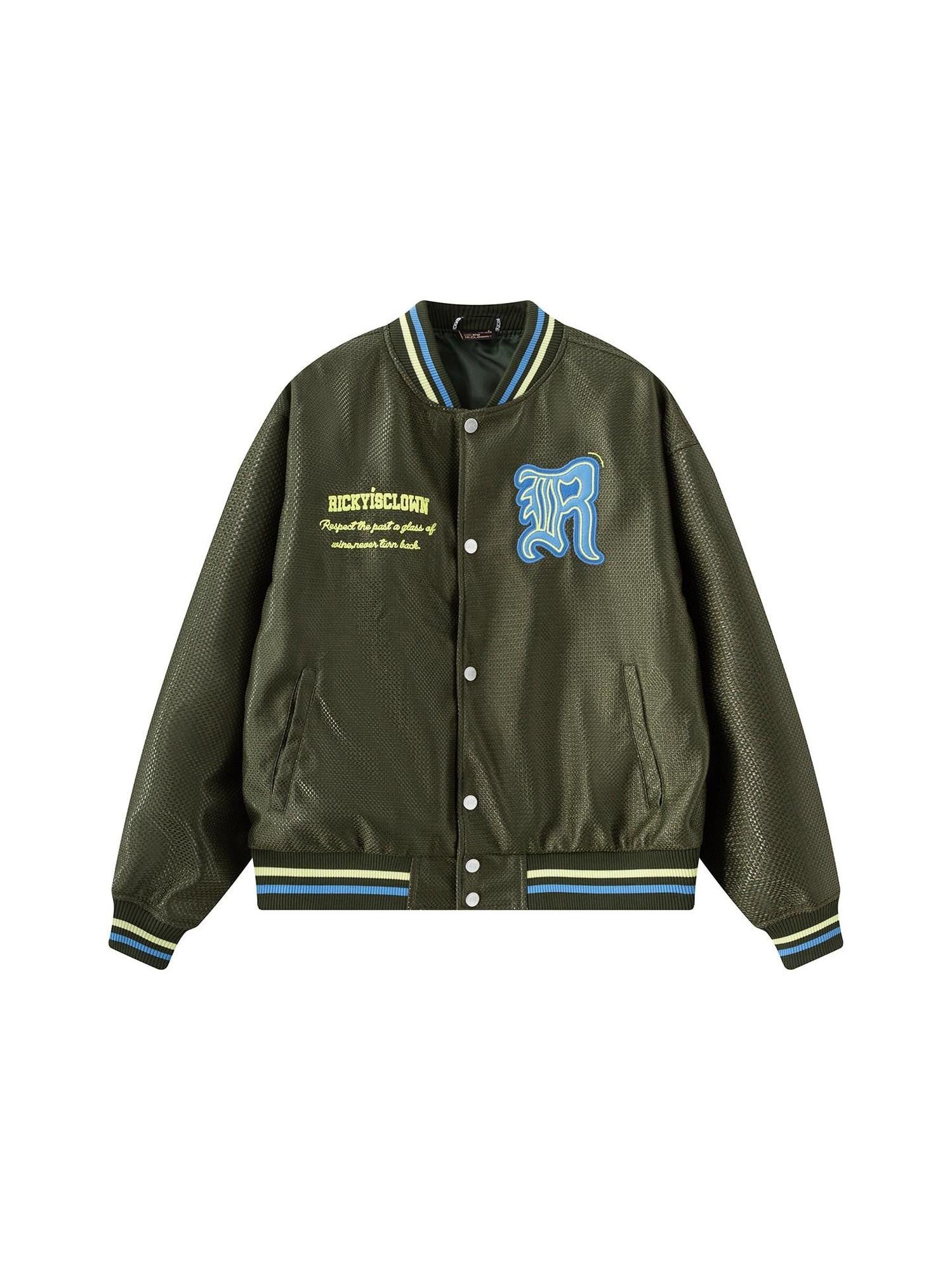 RickyisClown Mesh Ribbed Hem Baseball Collar Snap Loose Men's Polyester Baseball Jerseys