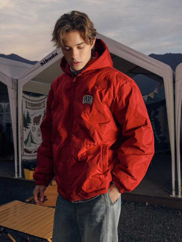 RickyisClown North Star Embossed Hooded Loose Fit Men's Insulated Down Jackets