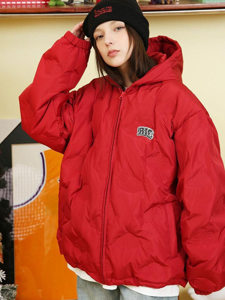 RickyisClown North Star Embossed Hooded Loose Fit Men's Insulated Down Jackets