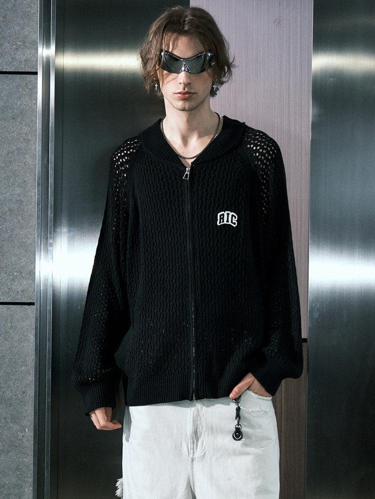 RickyisClown Openwork Slouchy Oversized Men's Relaxed Knit Loose Fit Cardigans