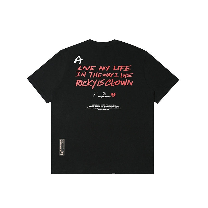 RickyisClown_Oversized_Black_Vinyl_Graphic_Men's_Cotton_Short_Sleeve_T-shirts_MISSTT