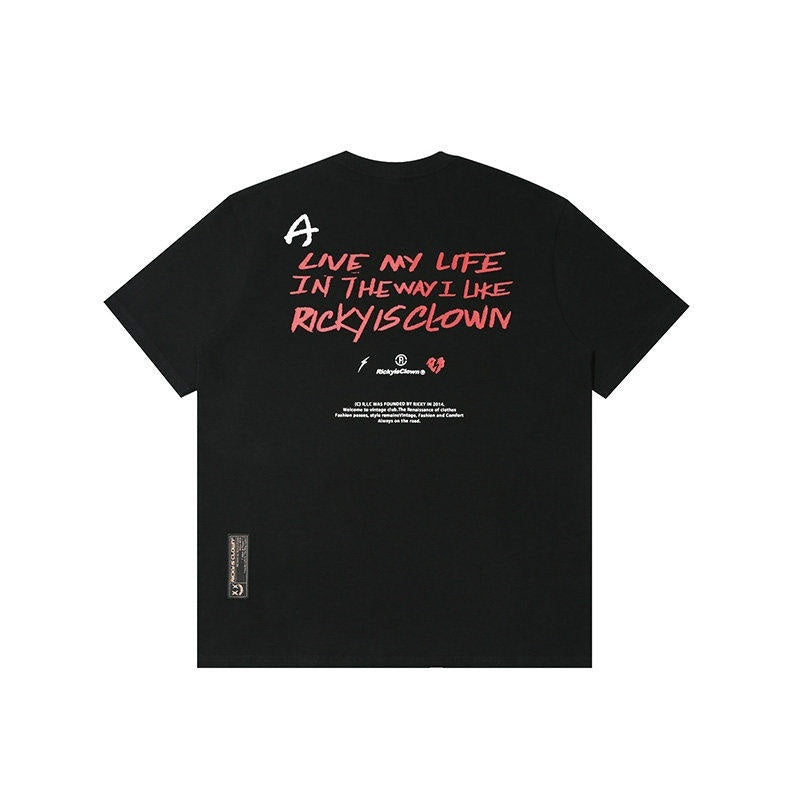 RickyisClown_Oversized_Black_Vinyl_Graphic_Men's_Cotton_Short_Sleeve_T-shirts_MISSTT