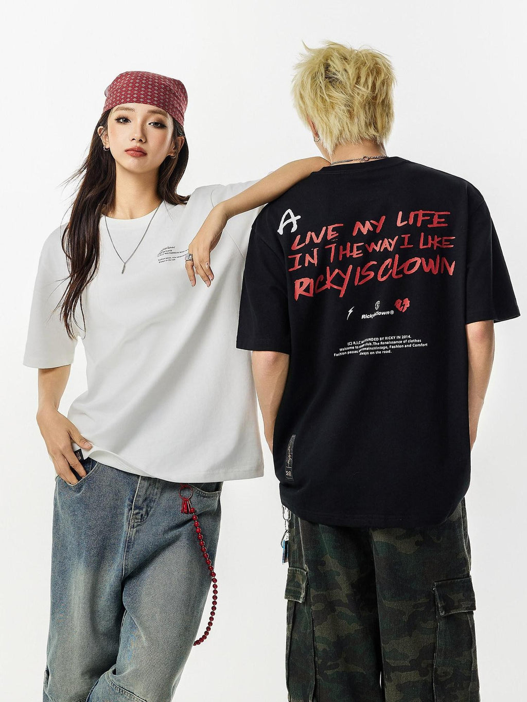 RickyisClown Oversized Black Vinyl Graphic Men's Cotton Short Sleeve T-shirts