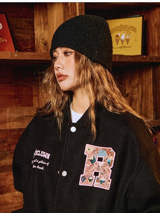 RickyisClown Oversized Ethnic Patch Applique Men's Suede Baseball Jerseys