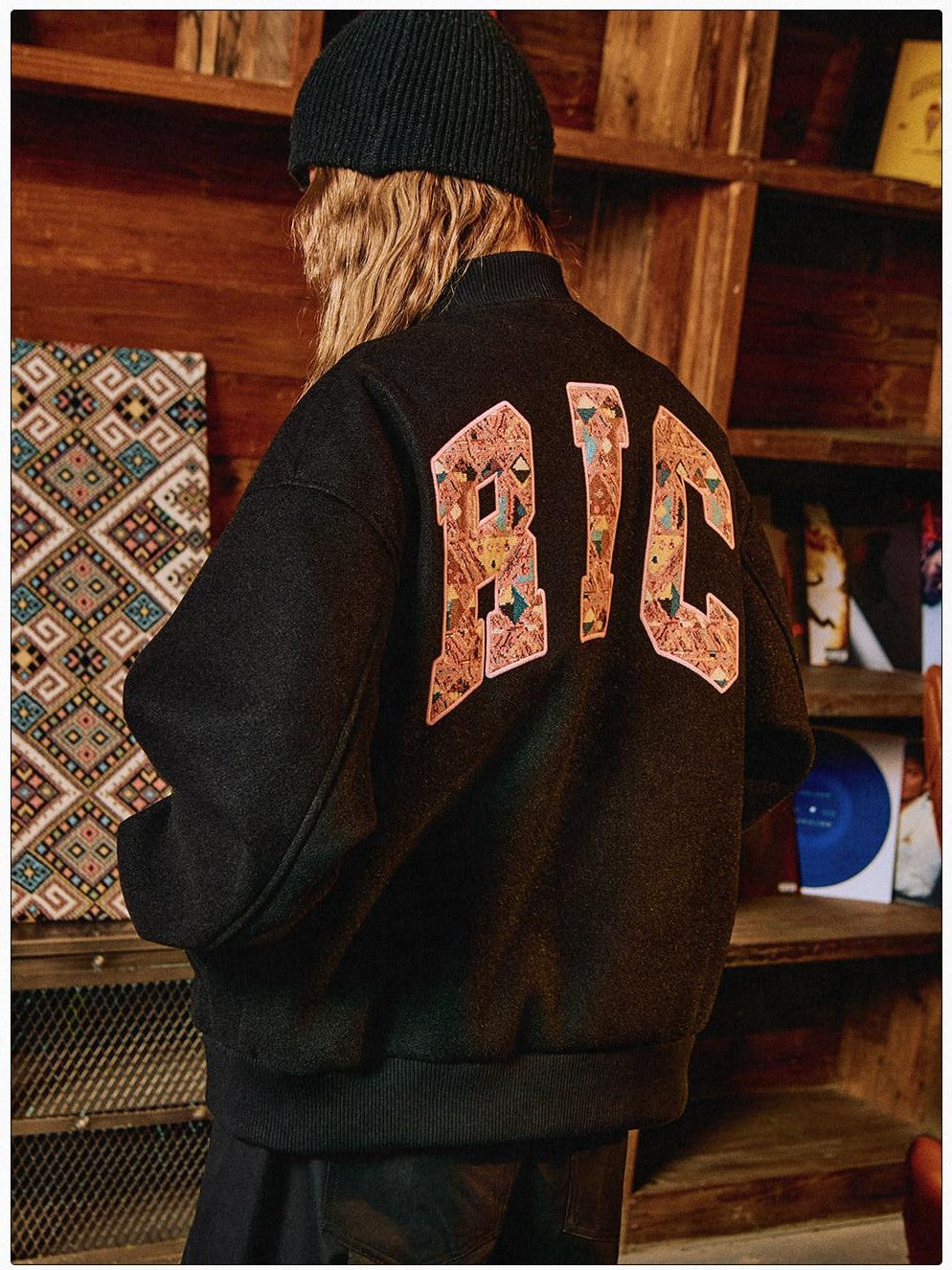 RickyisClown Oversized Ethnic Patch Applique Men's Suede Baseball Jerseys