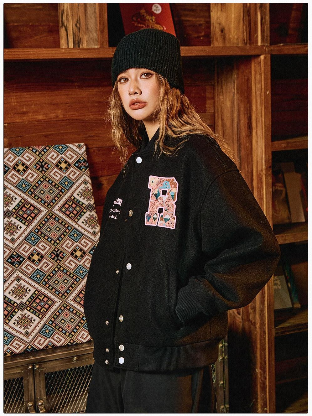 RickyisClown Oversized Ethnic Patch Applique Men's Suede Baseball Jerseys