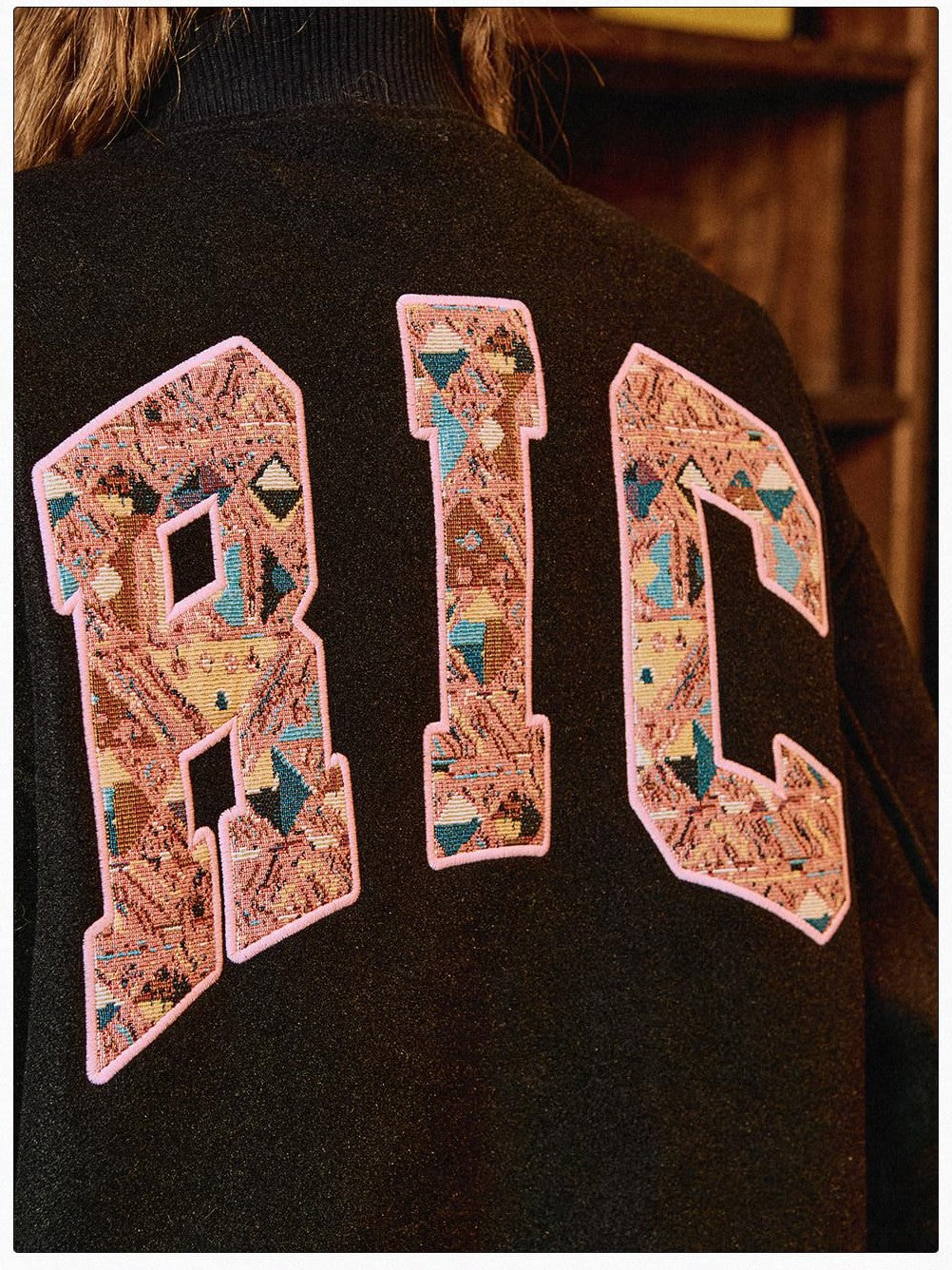 RickyisClown Oversized Ethnic Patch Applique Men's Suede Baseball Jerseys