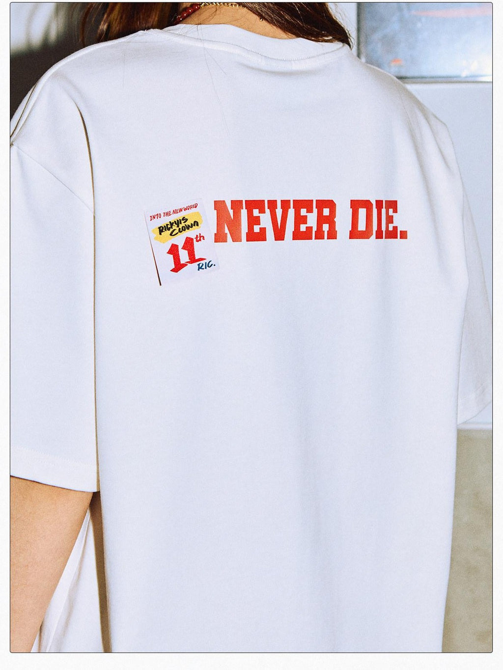 RickyisClown Oversized Loose Fit Letter Print Men's Cotton Short Sleeve T-shirts