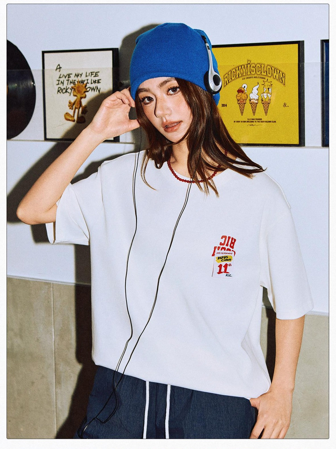 RickyisClown Oversized Loose Fit Letter Print Men's Cotton Short Sleeve T-shirts