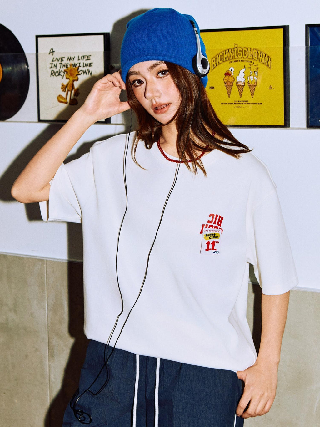RickyisClown Oversized Loose Fit Letter Print Men's Cotton Short Sleeve T-shirts