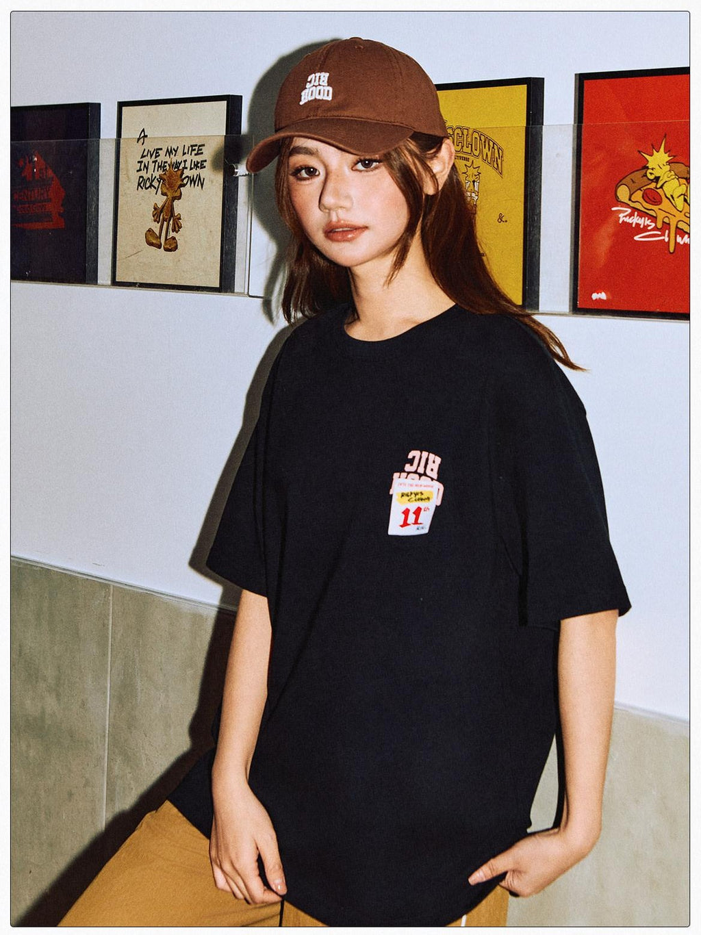 RickyisClown Oversized Loose Fit Letter Print Men's Cotton Short Sleeve T-shirts