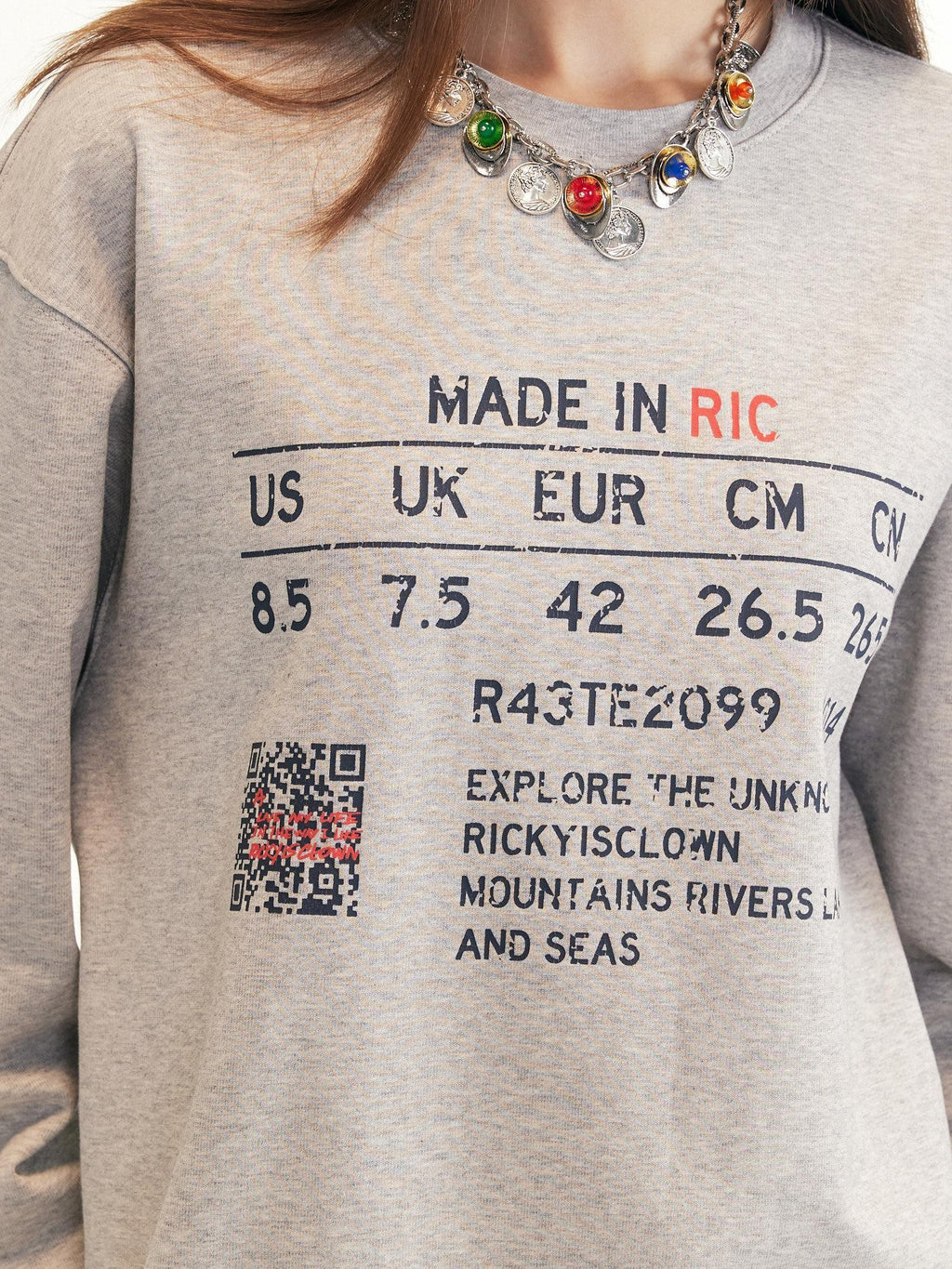 RickyisClown Oversized Printed Couples Men's Heavyweight Cotton Long Sleeve T-shirts