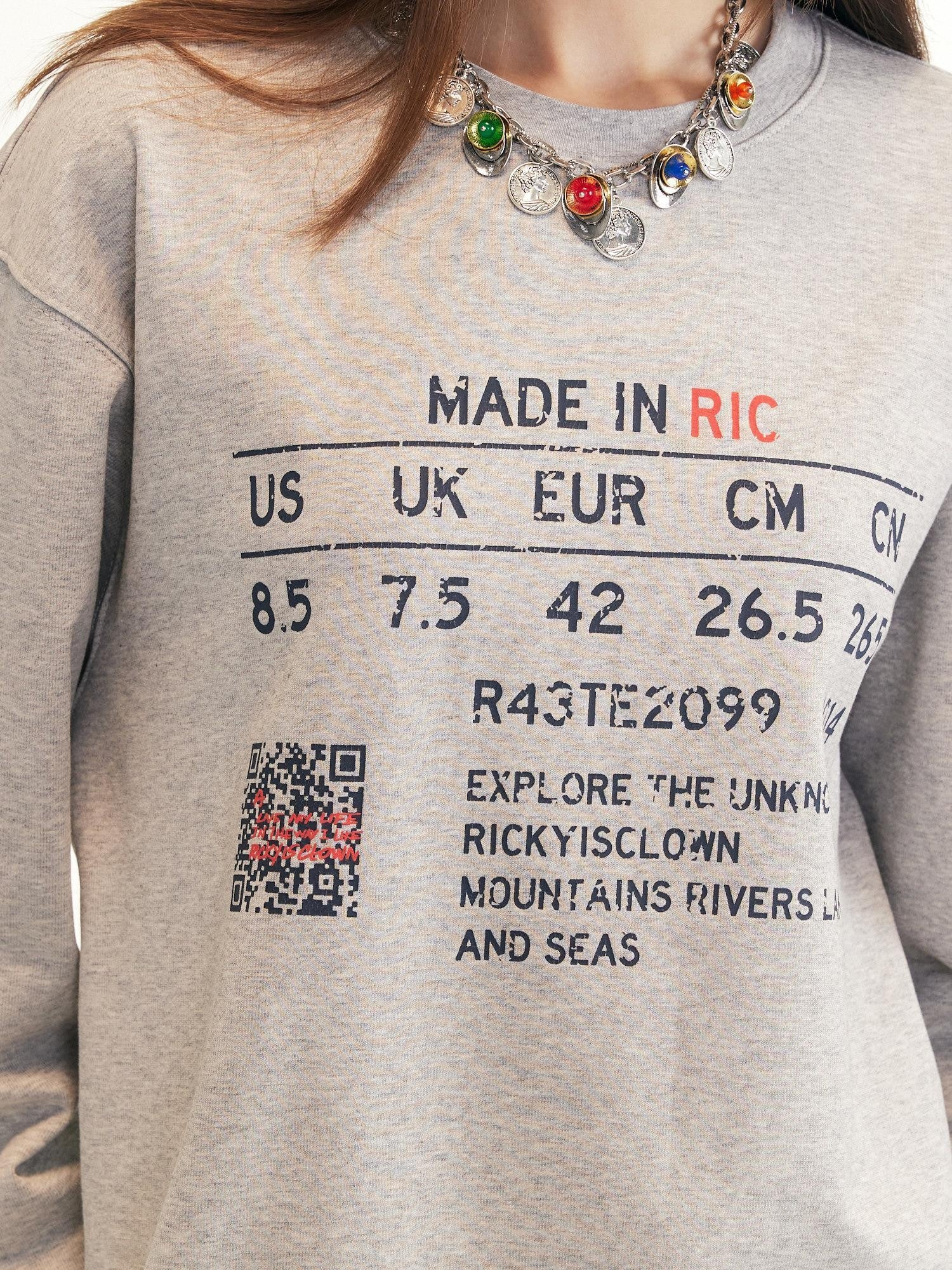 RickyisClown Oversized Printed Couples Men's Heavyweight Cotton Long Sleeve T-shirts