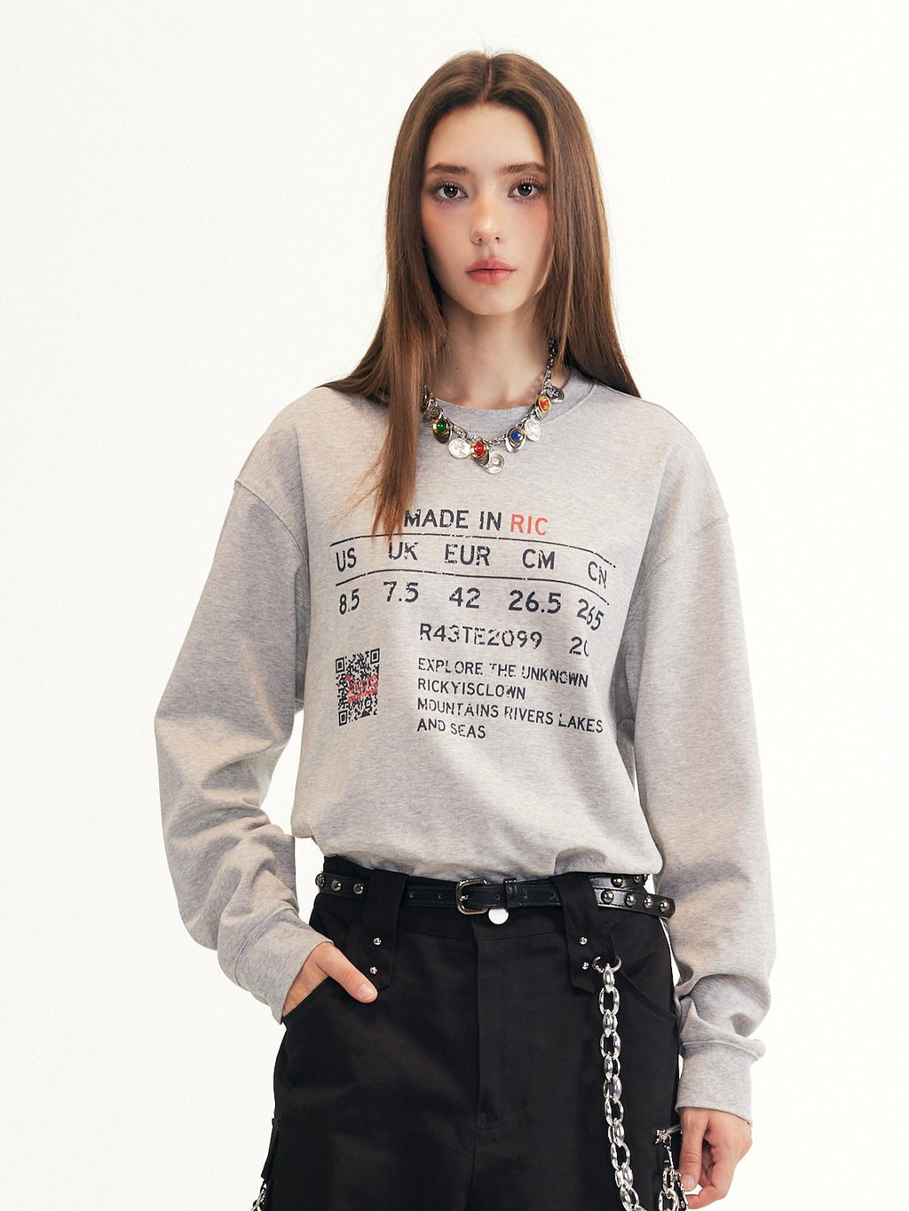RickyisClown Oversized Printed Couples Men's Heavyweight Cotton Long Sleeve T-shirts