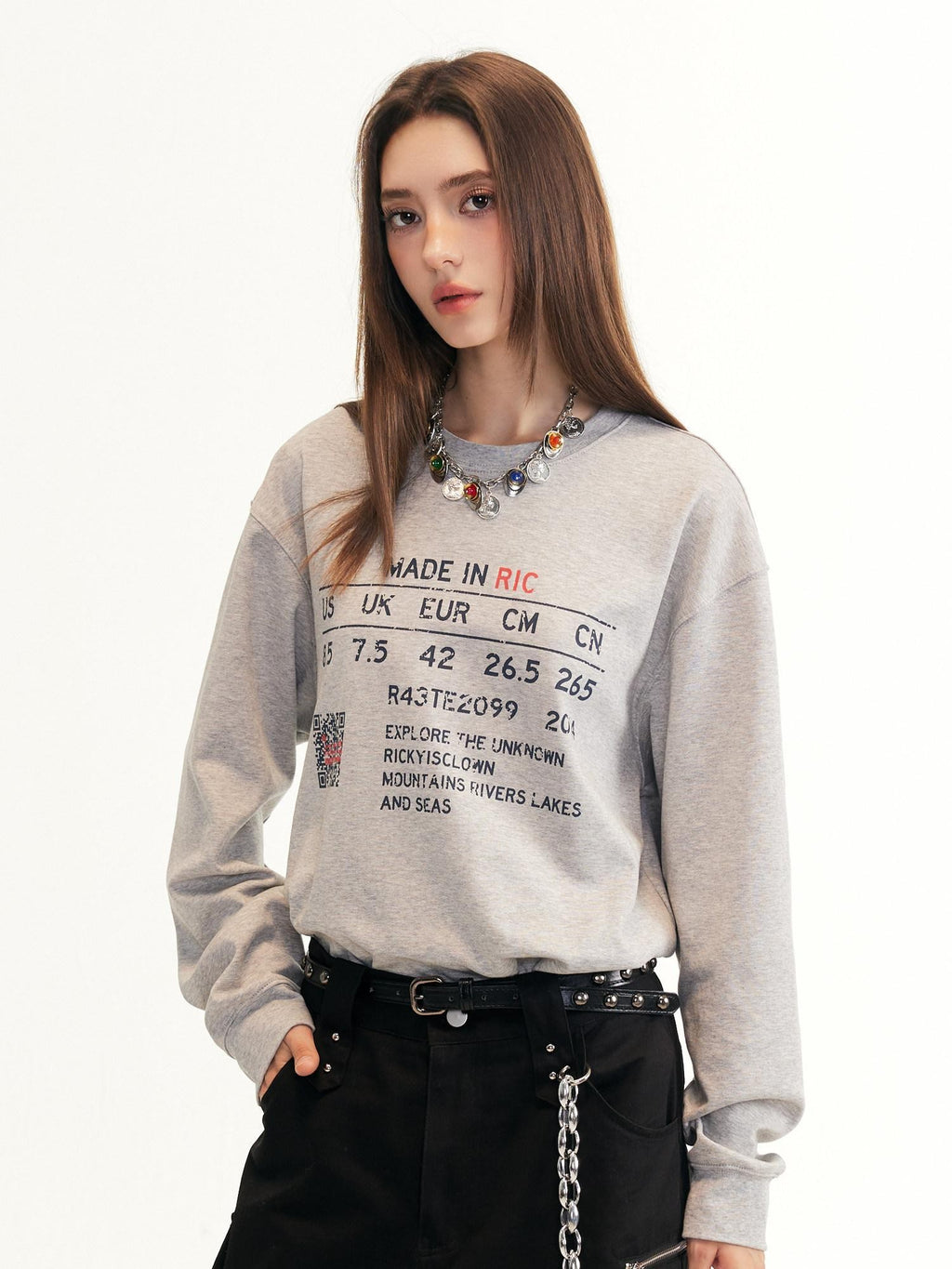 RickyisClown Oversized Printed Couples Men's Heavyweight Cotton Long Sleeve T-shirts