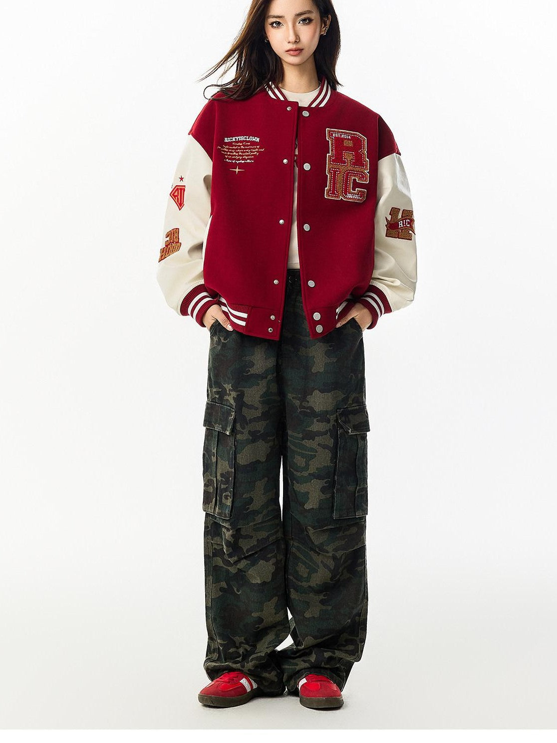 RickyisClown Oversized Terry Embroidered Jacket Style Men's Baseball Jerseys