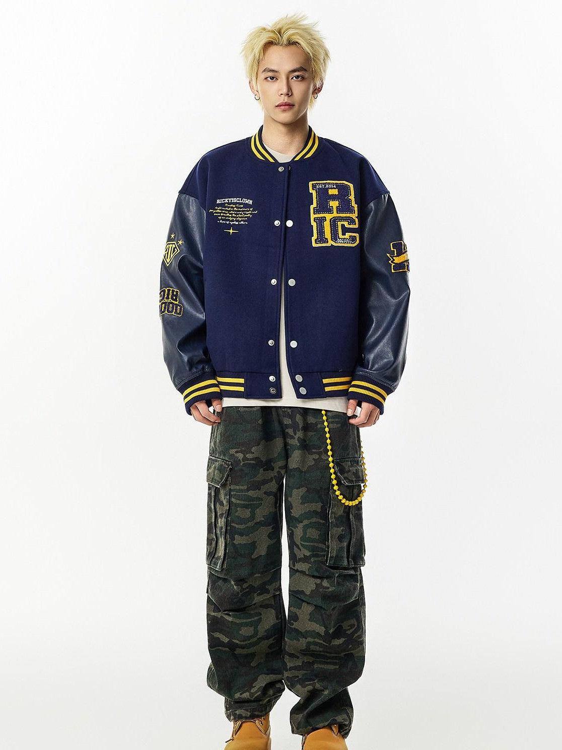 RickyisClown Oversized Terry Embroidered Jacket Style Men's Baseball Jerseys