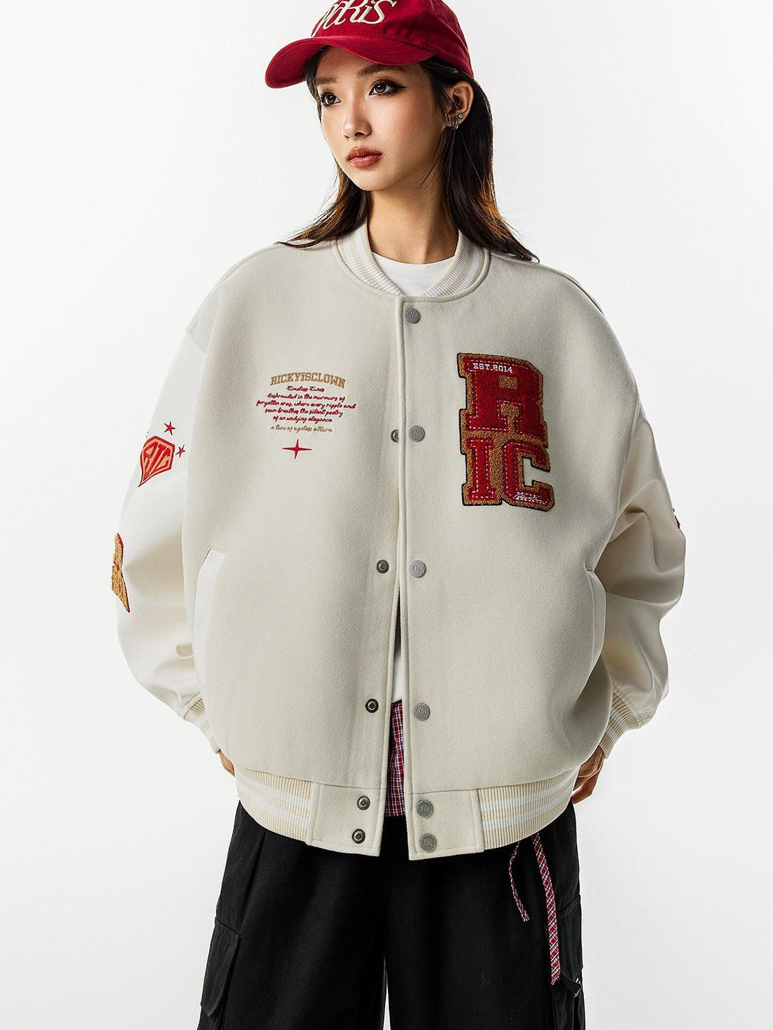RickyisClown Oversized Terry Embroidered Jacket Style Men's Baseball Jerseys