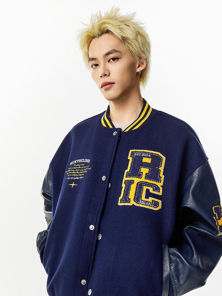 RickyisClown Oversized Terry Embroidered Jacket Style Men's Baseball Jerseys