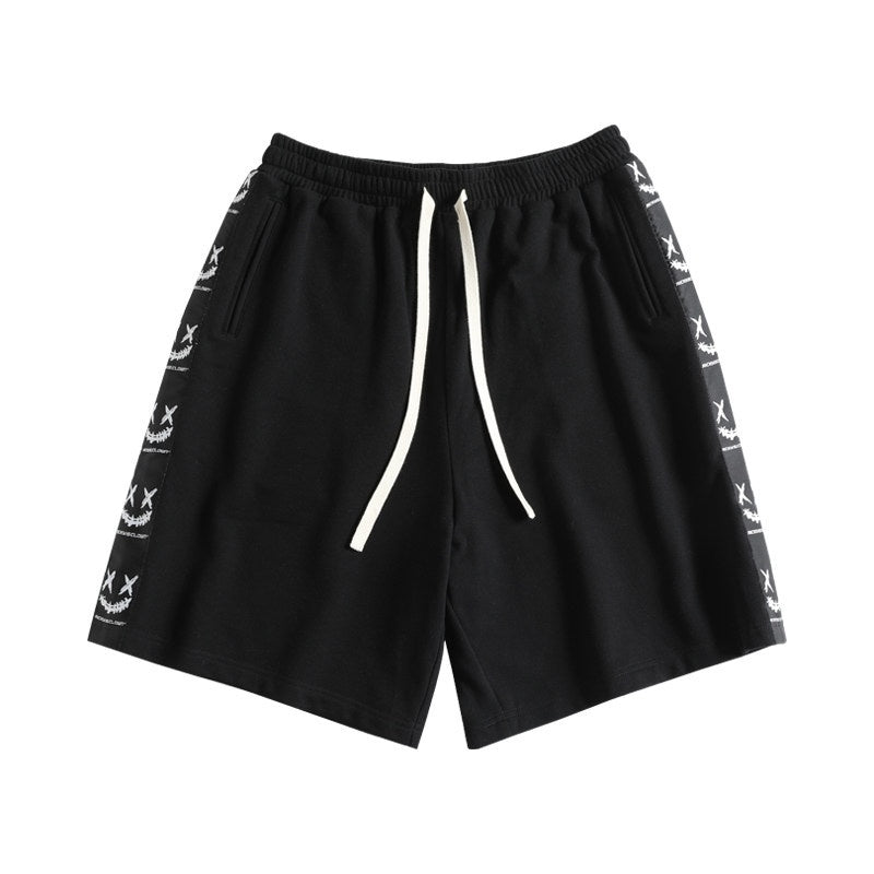 RickyisClown_Paint_Splatter_Ripped_Smiley_Face_Patch_Men's_Cotton_Sweat_Shorts_MISSTT