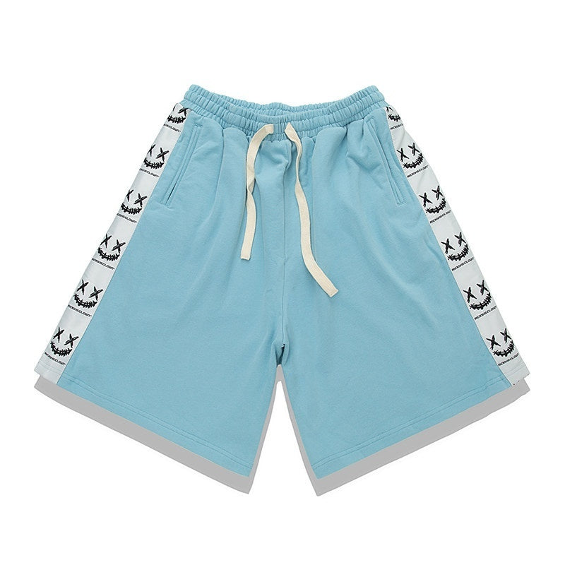 RickyisClown_Paint_Splatter_Ripped_Smiley_Face_Patch_Men's_Cotton_Sweat_Shorts_MISSTT