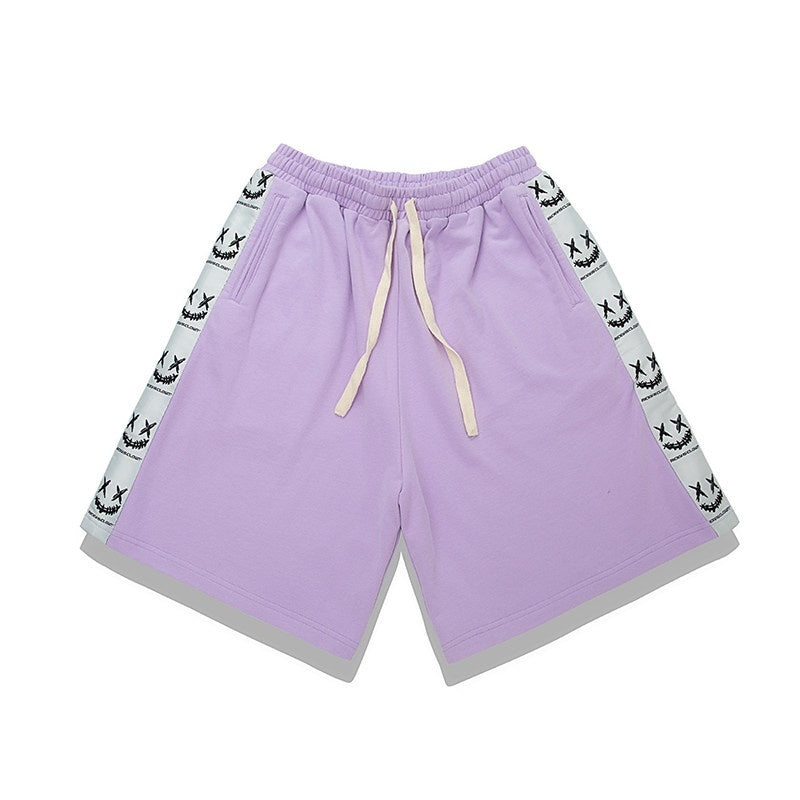 RickyisClown_Paint_Splatter_Ripped_Smiley_Face_Patch_Men's_Cotton_Sweat_Shorts_MISSTT