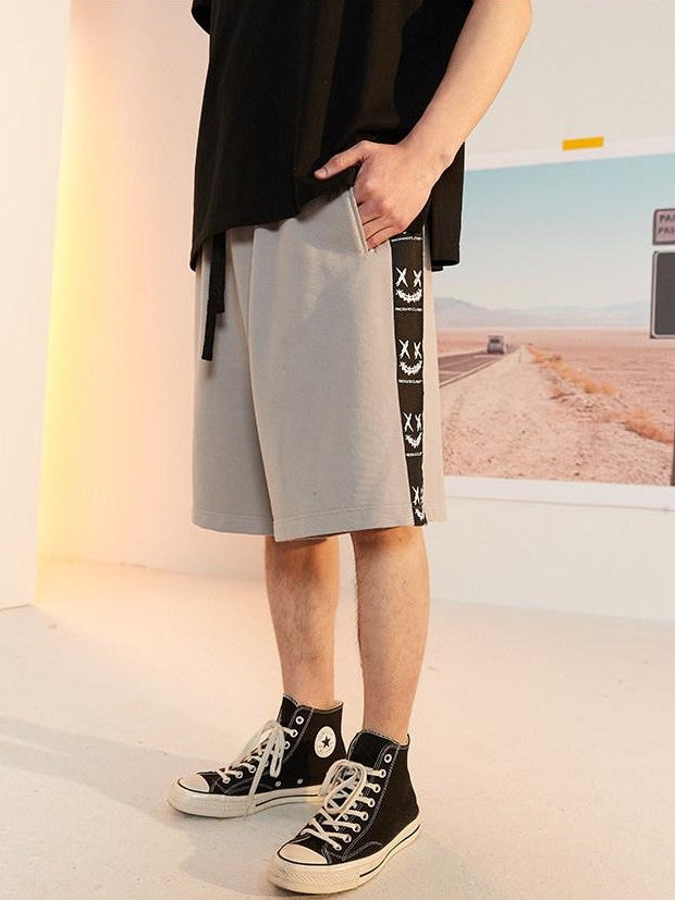 RickyisClown Paint Splatter Ripped Smiley Face Patch Men's Cotton Sweat Shorts
