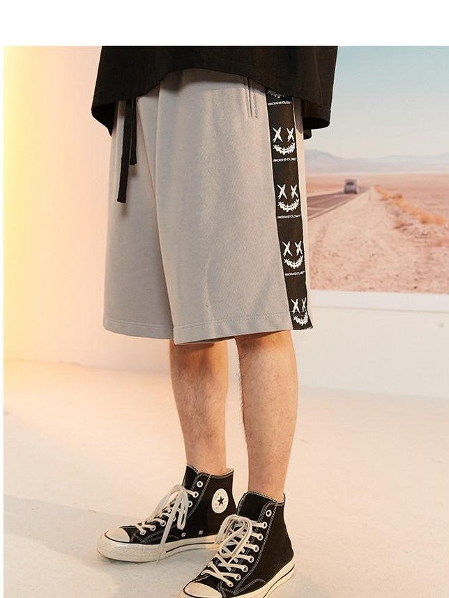RickyisClown Paint Splatter Ripped Smiley Face Patch Men's Cotton Sweat Shorts