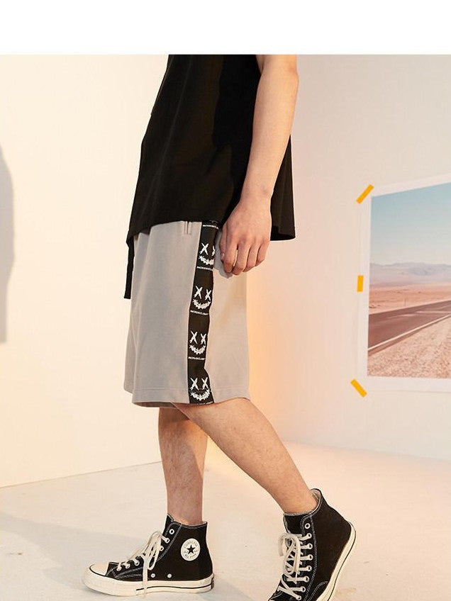 RickyisClown Paint Splatter Ripped Smiley Face Patch Men's Cotton Sweat Shorts