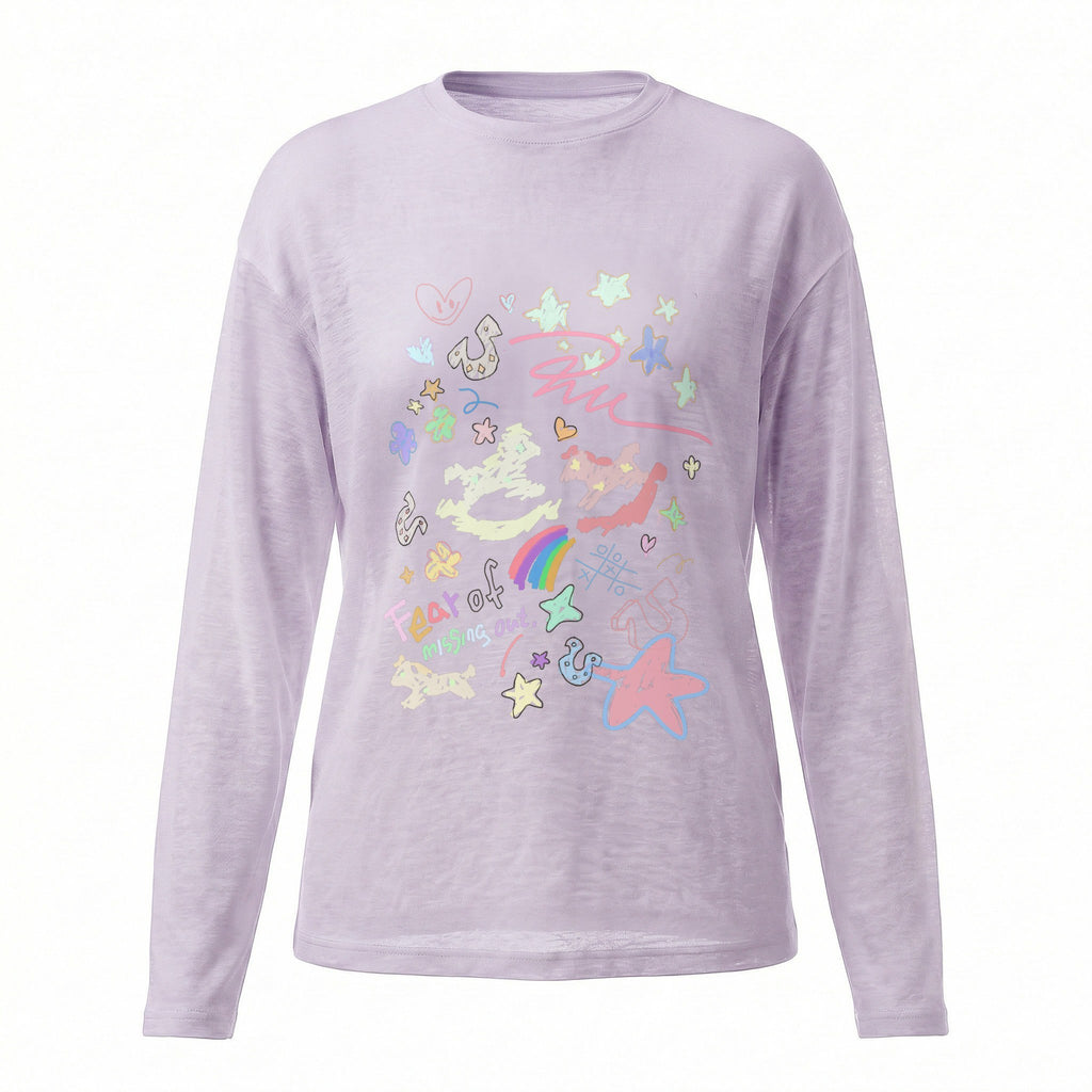 RickyisClown_Painted_Graffiti_Stripe_Stand_Collar_Men's_Lyocell_Blend_Long_Sleeve_T-shirts_MISSTT