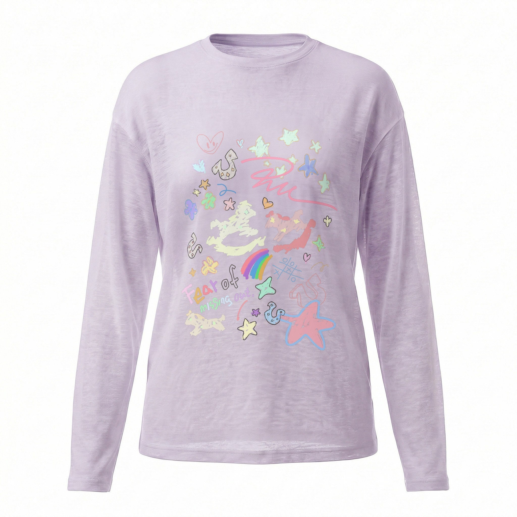 RickyisClown_Painted_Graffiti_Stripe_Stand_Collar_Men's_Lyocell_Blend_Long_Sleeve_T-shirts_MISSTT