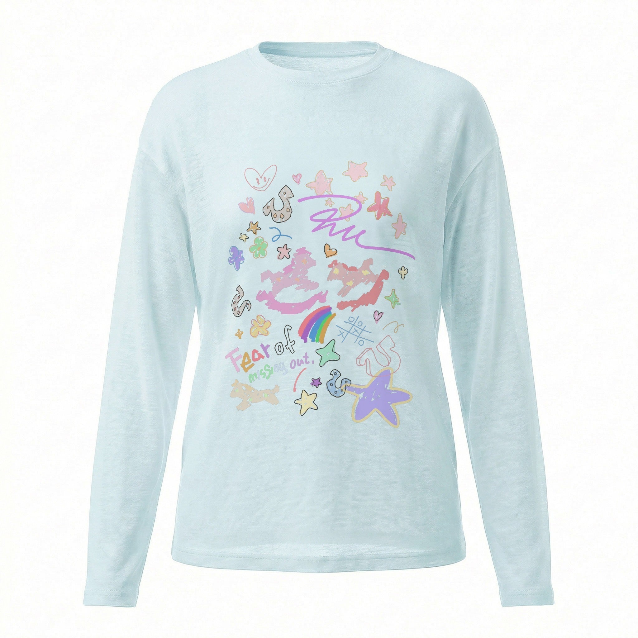 RickyisClown_Painted_Graffiti_Stripe_Stand_Collar_Men's_Lyocell_Blend_Long_Sleeve_T-shirts_MISSTT