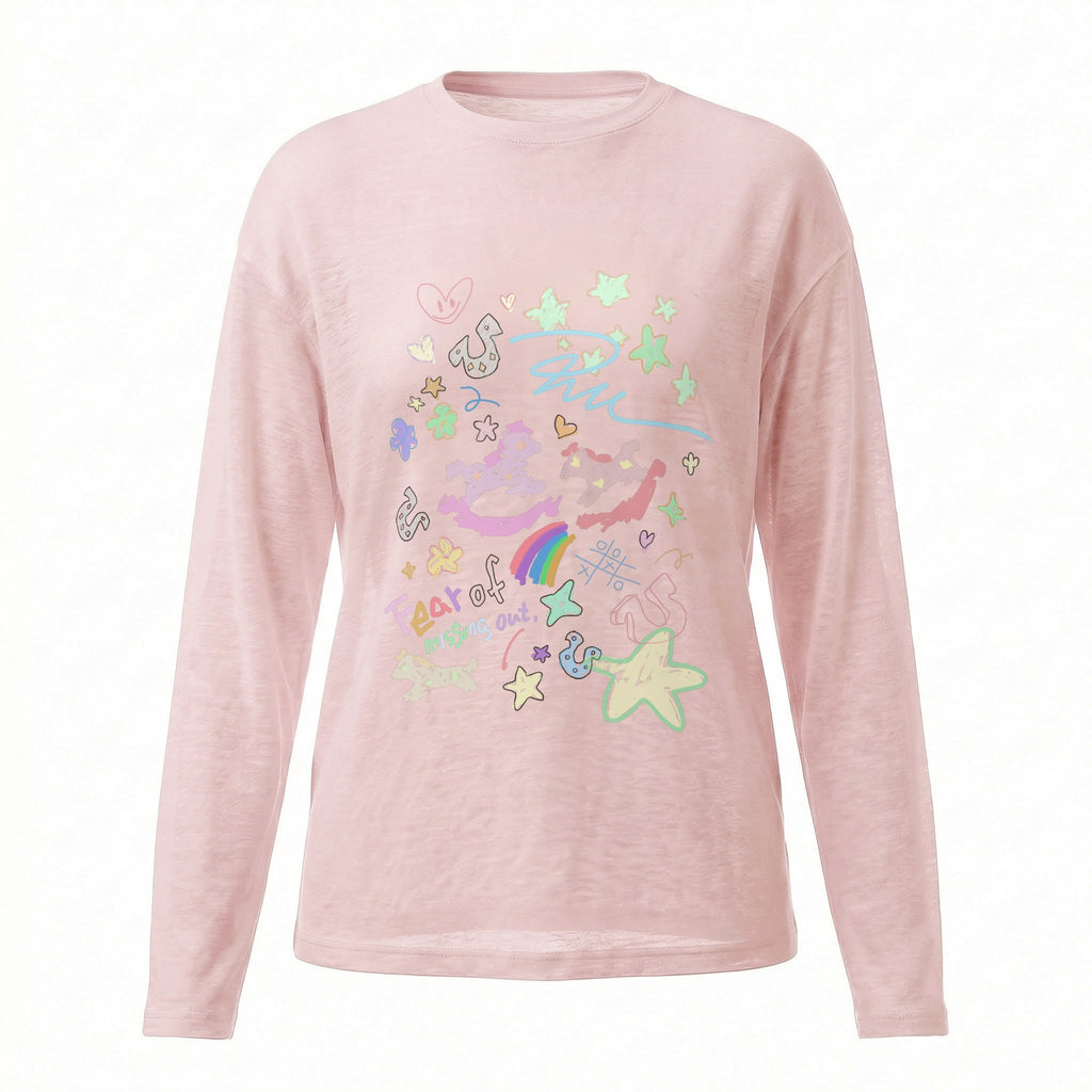 RickyisClown_Painted_Graffiti_Stripe_Stand_Collar_Men's_Lyocell_Blend_Long_Sleeve_T-shirts_MISSTT